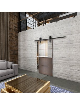 Glasschiebetür BARN-LINE Loft Rosteisen Genietet 18 Auf Klarglas