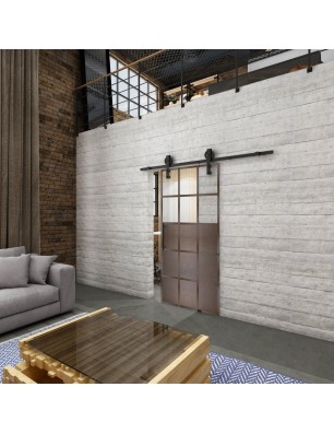 Glasschiebetür BARN-LINE Loft Rosteisen Genietet 21 Auf Klarglas