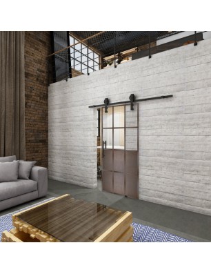 Glasschiebetür BARN-LINE Loft Rosteisen Genietet 22 Auf Klarglas