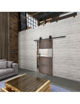 Glasschiebetür BARN-LINE Loft Rosteisen Genietet 26 Auf Klarglas