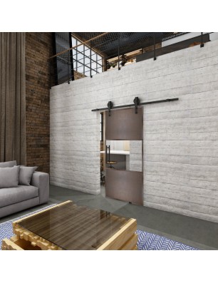 Glasschiebetür BARN-LINE Loft Rosteisen Genietet 27 Auf Klarglas