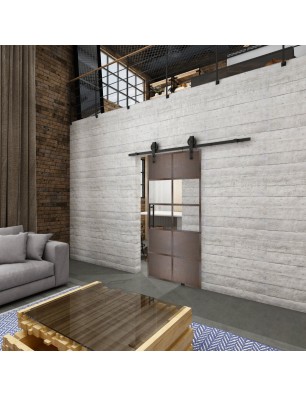 Glasschiebetür BARN-LINE Loft Rosteisen Genietet 28 Auf Klarglas