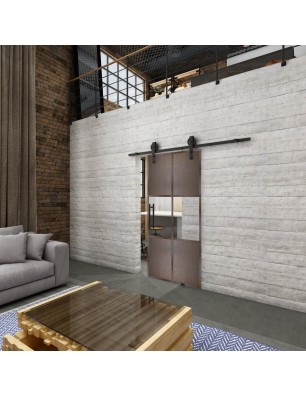 Glasschiebetür BARN-LINE Loft Rosteisen Genietet 30 Auf Klarglas