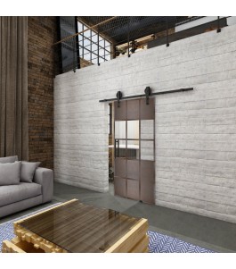 Glasschiebetür BARN-LINE Loft Rosteisen Genietet 31 Auf Klarglas