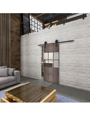 Glasschiebetür BARN-LINE Loft Rosteisen Genietet 31 Auf Klarglas
