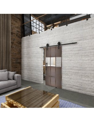 Glasschiebetür BARN-LINE Loft Rosteisen Genietet 32 Auf Klarglas