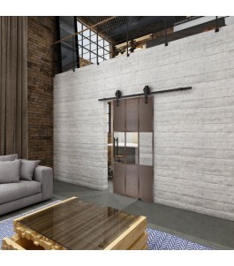 Glasschiebetür BARN-LINE Loft Rosteisen Genietet 33 Auf Klarglas