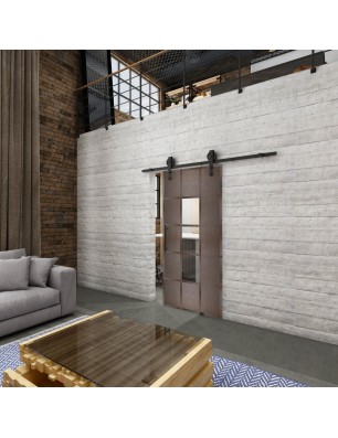 Glasschiebetür BARN-LINE Loft Rosteisen Genietet 34 Auf Klarglas