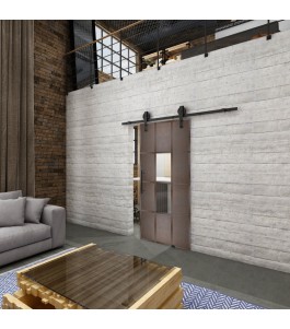 Glasschiebetür BARN-LINE Loft Rosteisen Genietet 35 Auf Klarglas