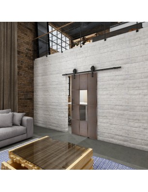Glasschiebetür BARN-LINE Loft Rosteisen Genietet 35 Auf Klarglas
