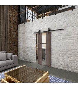 Glasschiebetür BARN-LINE Loft Rosteisen Genietet 36 Auf Klarglas
