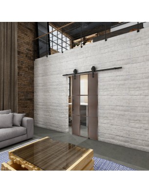 Glasschiebetür BARN-LINE Loft Rosteisen Genietet 36 Auf Klarglas