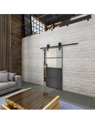 Glasschiebetür BARN-LINE Loft Schwarzeisen Genietet 14 Blickdicht