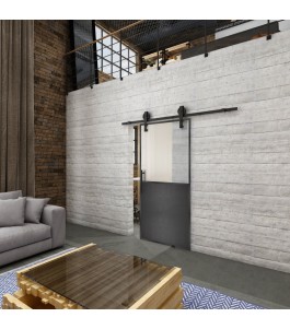 Glasschiebetür BARN-LINE Loft Schwarzeisen Genietet 16 Blickdicht