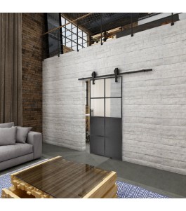 Glasschiebetür BARN-LINE Loft Schwarzeisen Genietet 18 Blickdicht