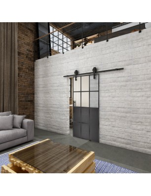 Glasschiebetür BARN-LINE Loft Schwarzeisen Genietet 22 Blickdicht
