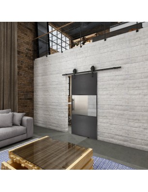 Glasschiebetür BARN-LINE Loft Schwarzeisen Genietet 27 Blickdicht