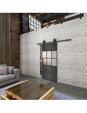 Glasschiebetür BARN-LINE Loft Schwarzeisen Genietet 31 Blickdicht