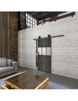 Glasschiebetür BARN-LINE Loft Schwarzeisen Genietet 32 Blickdicht