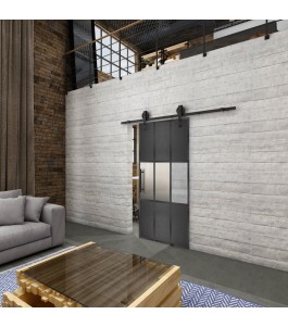 Glasschiebetür BARN-LINE Loft Schwarzeisen Genietet 33 Blickdicht