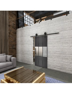 Glasschiebetür BARN-LINE Loft Schwarzeisen Genietet 33 Blickdicht