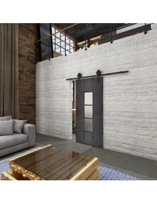 Glasschiebetür BARN-LINE Loft Schwarzeisen Genietet 34 Blickdicht