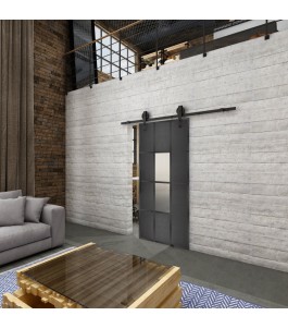 Glasschiebetür BARN-LINE Loft Schwarzeisen Genietet 35 Blickdicht