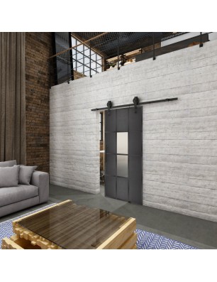 Glasschiebetür BARN-LINE Loft Schwarzeisen Genietet 35 Blickdicht