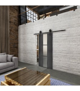 Glasschiebetür BARN-LINE Loft Schwarzeisen Genietet 36 Blickdicht