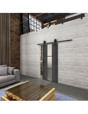 Glasschiebetür BARN-LINE Loft Schwarzeisen Genietet 36 Blickdicht