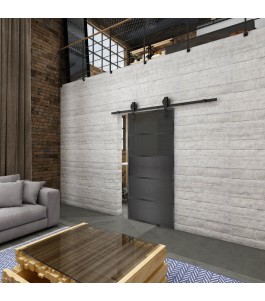 Glasschiebetür BARN-LINE Loft Schwarzeisen Genietet 13 Auf Grauglas