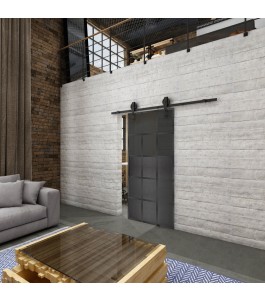 Glasschiebetür BARN-LINE Loft Schwarzeisen Genietet 21 Auf Grauglas
