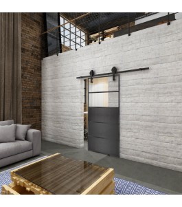 Glasschiebetür BARN-LINE Loft Schwarzeisen Genietet 13 Auf Klarglas