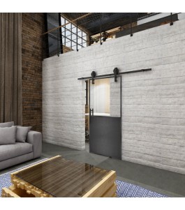 Glasschiebetür BARN-LINE Loft Schwarzeisen Genietet 16 Auf Klarglas