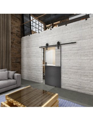 Glasschiebetür BARN-LINE Loft Schwarzeisen Genietet 16 Auf Klarglas