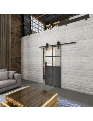 Glasschiebetür BARN-LINE Loft Schwarzeisen Genietet 18 Auf Klarglas