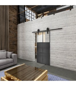 Glasschiebetür BARN-LINE Loft Schwarzeisen Genietet 19 Auf Klarglas