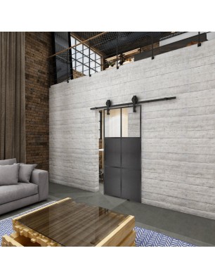 Glasschiebetür BARN-LINE Loft Schwarzeisen Genietet 19 Auf Klarglas