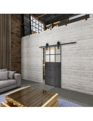 Glasschiebetür BARN-LINE Loft Schwarzeisen Genietet 21 Auf Klarglas