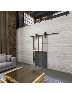 Glasschiebetür BARN-LINE Loft Schwarzeisen Genietet 22 Auf Klarglas