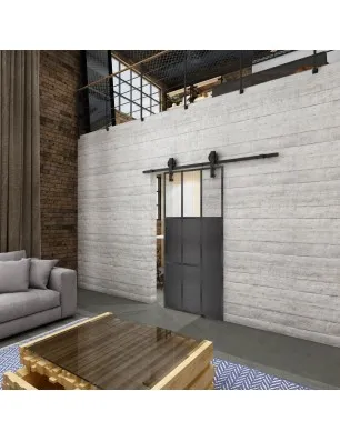 Glasschiebetür BARN-LINE Loft Schwarzeisen Genietet 23 Auf Klarglas