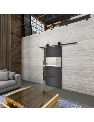 Glasschiebetür BARN-LINE Loft Schwarzeisen Genietet 26 Auf Klarglas