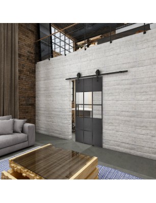 Glasschiebetür BARN-LINE Loft Schwarzeisen Genietet 31 Auf Klarglas
