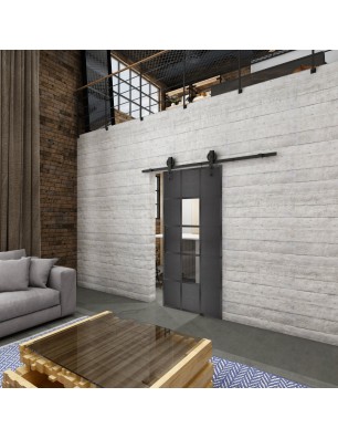 Glasschiebetür BARN-LINE Loft Schwarzeisen Genietet 34 Auf Klarglas