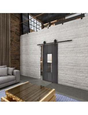 Glasschiebetür BARN-LINE Loft Schwarzeisen Genietet 35 Auf Klarglas