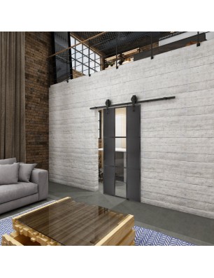 Glasschiebetür BARN-LINE Loft Schwarzeisen Genietet 36 Auf Klarglas