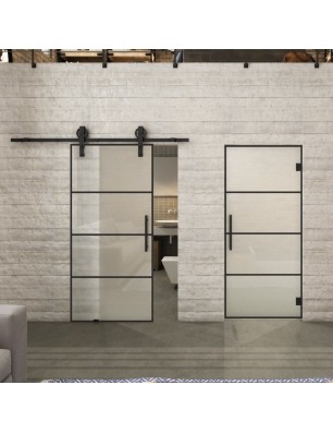 Glasschiebetür BARN-LINE Loft Schwarzlack 02 Blickdicht