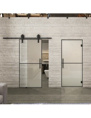 Glasschiebetür BARN-LINE Loft Schwarzlack 04 Blickdicht