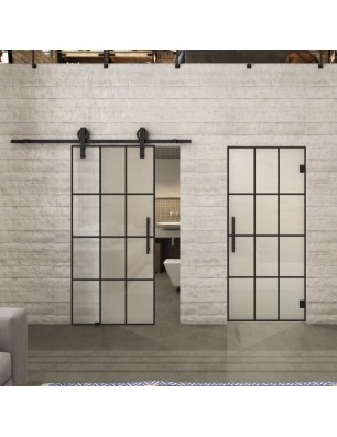 Glasschiebetür BARN-LINE Loft Schwarzlack 10 Blickdicht