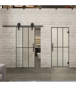 Glasschiebetür BARN-LINE Loft Schwarzlack 12 Blickdicht